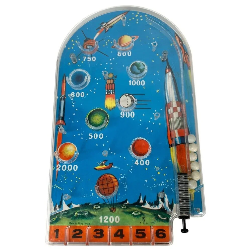 Vintage Bagatelle‎ Pinball Game toy Rocket Planets Made Hong Kong Missing Pegs